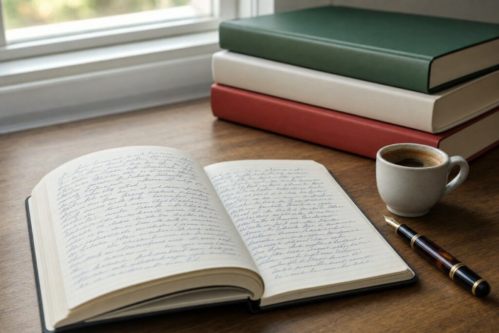 Quaderno e libri per studiare gli avverbi di dubbio in italiano