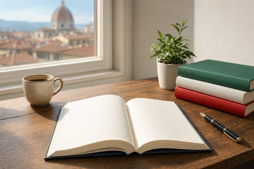 Quaderno e libri per studiare gli avverbi di negazione in italiano