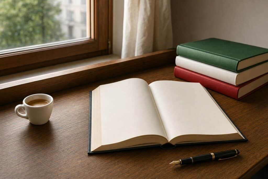 Libro aperto e libri per studiare le congiunzioni coordinanti in italiano