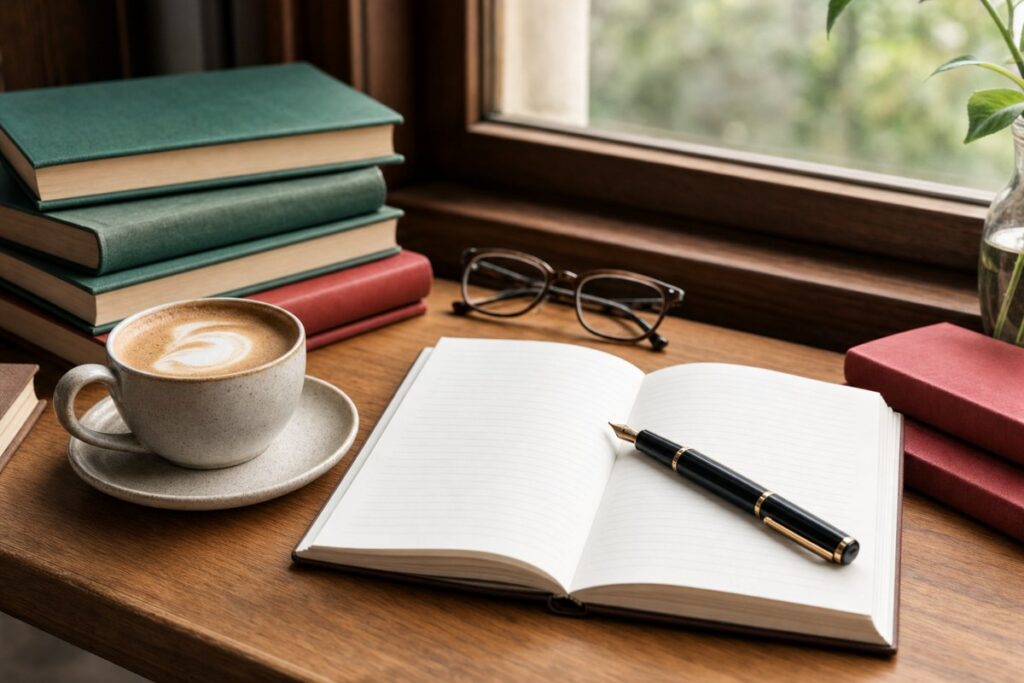 Quaderno e libri per capire come si scrive qualcun altro o qualcun'altro
