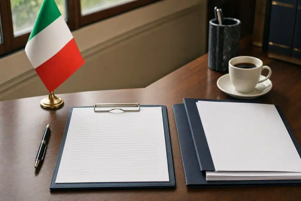 Documenti e bandiera italiana per i requisiti della cittadinanza italiana