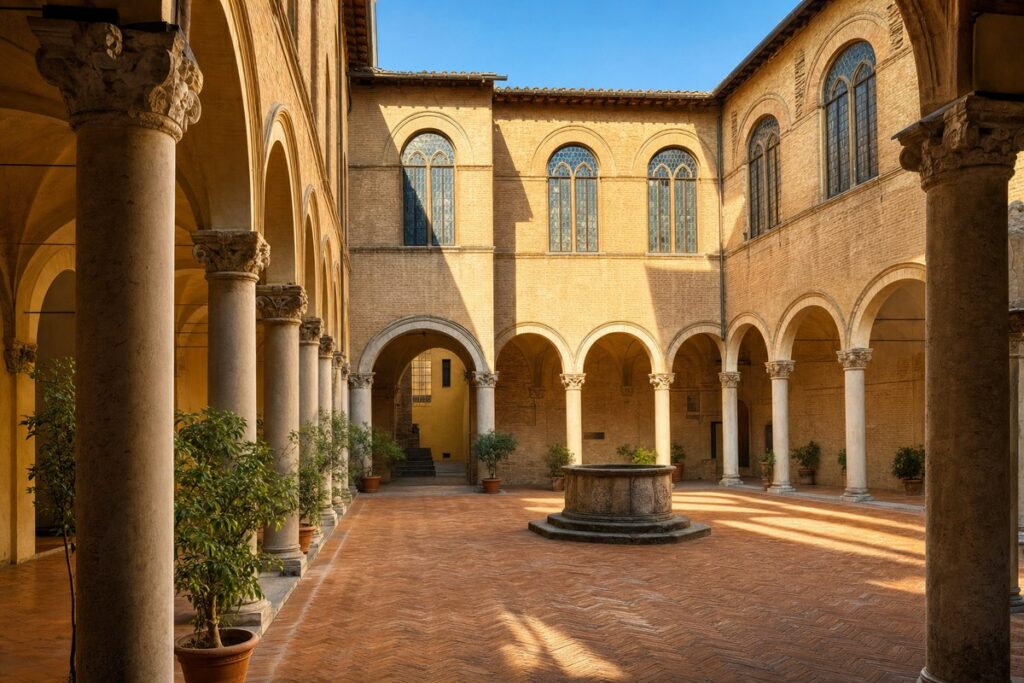 Cortile storico dell'Università per Stranieri di Siena, l'ente che rilascia il CILS B1 Cittadinanza